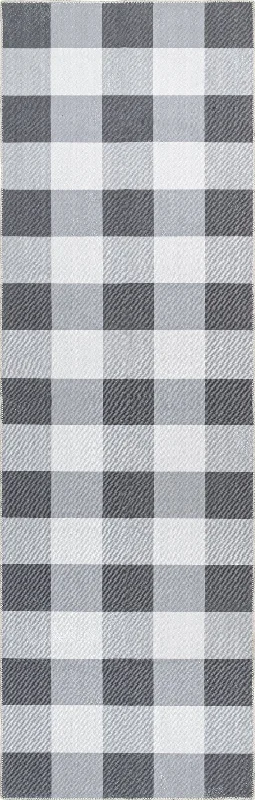 Alanna Buffalo Plaid Washable Rug | Grey