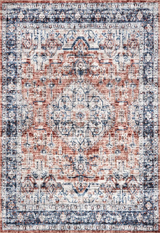 Alex Washable Faded Rug | Brick