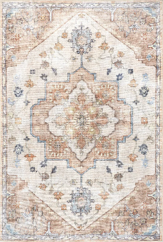 Amelie Washable Distressed Rug | Beige