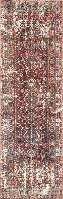 Archer Distressed Medallion Rug | Rust