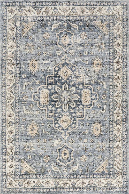 Arsenia Vintage Medallion Washable Rug | Grey