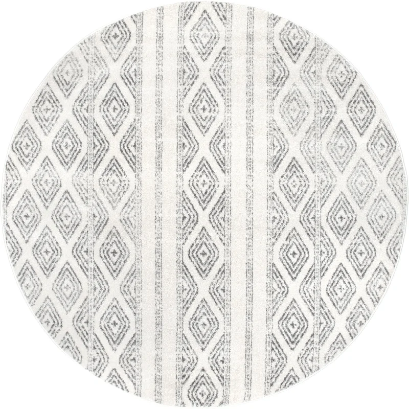 Banded Bird Eye Diamonds Rug | Grey