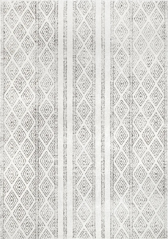 Banded Bird Eye Diamonds Rug | Grey