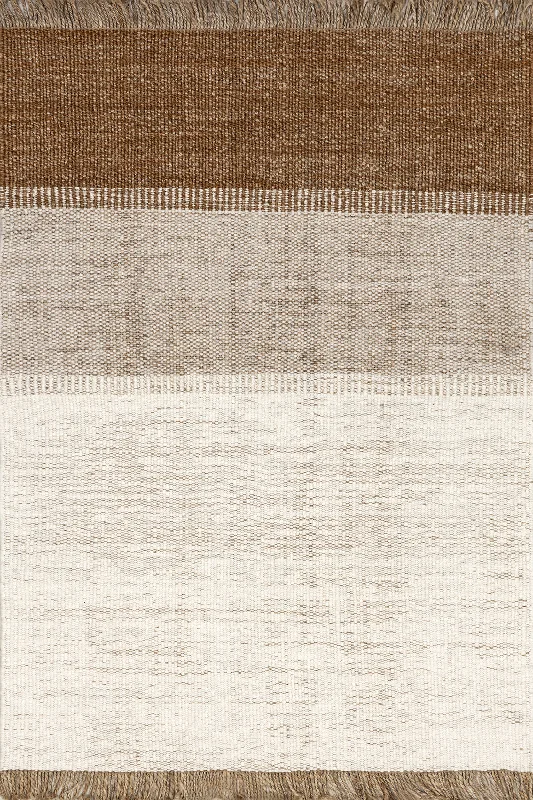 Belinda Striped Fringed Rug | Rust