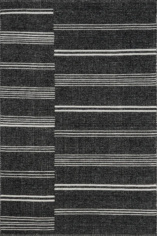 Birchwood Reversible Striped Wool Rug | Dark Grey