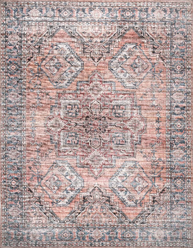 Bri Faded Washable Rug | Rust