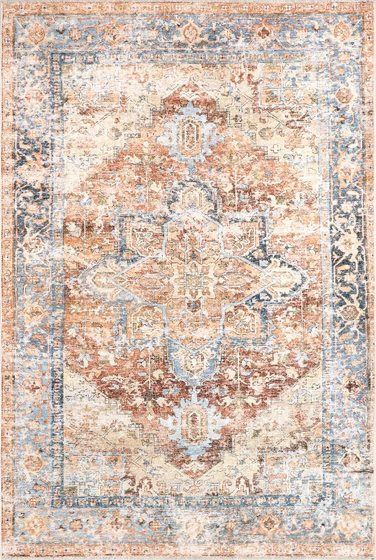 Bria Washable Vintage Rug | Rust