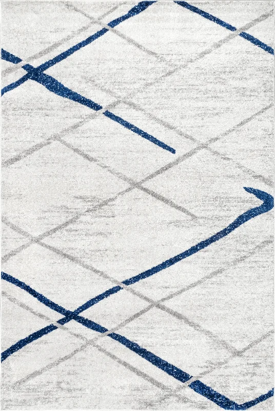 Broken Lattice Rug | Blue Grey