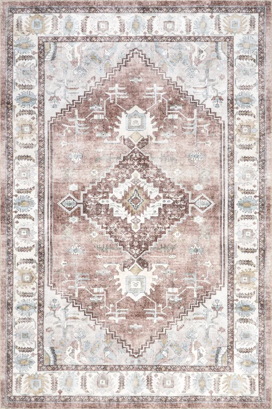 Charis Medallion Washable Rug | Blush