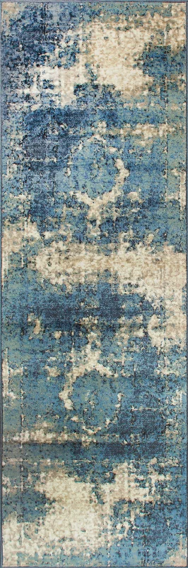 Distressed Foggy Medallion Rug | Blue