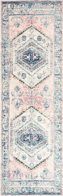 Distressed Jewel Medallion Rug | Light Pink