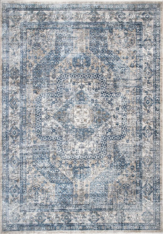 Distressed Medallion Rug | Blue