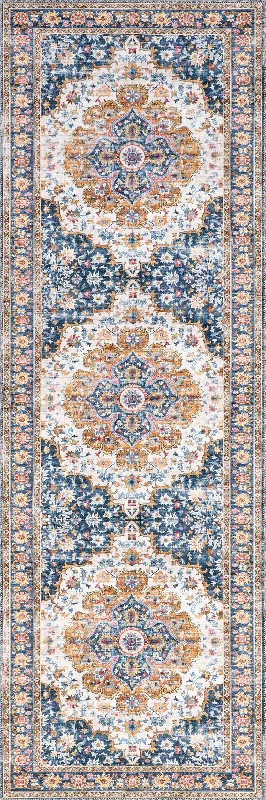 Dita Spill Proof Washable Rug | Blue Multicolor