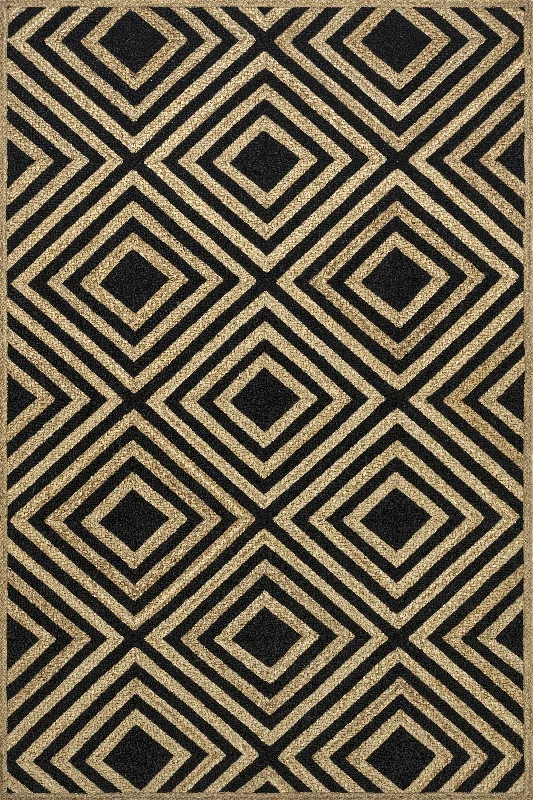 Dogwood Tiled Jute Rug | Black