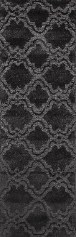 Double Carved Trellis Rug | Charcoal