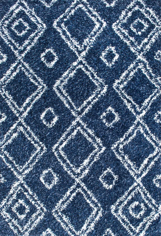 Double Diamond Shag Rug | Blue