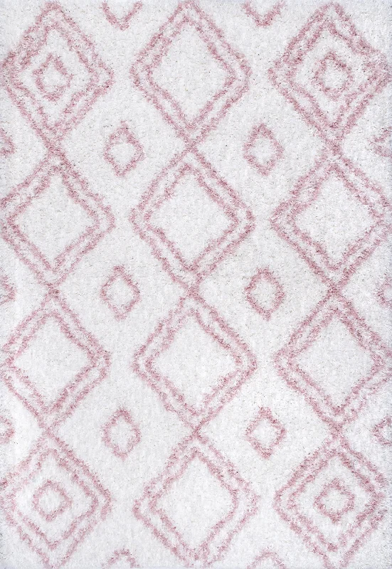 Double Diamond Shag Rug | Pink