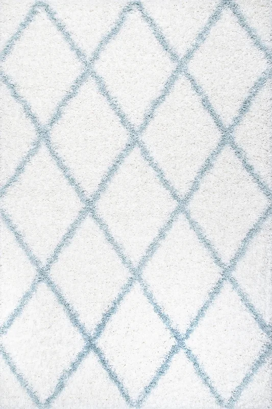 Easy Shag Lattice Rug | Blue