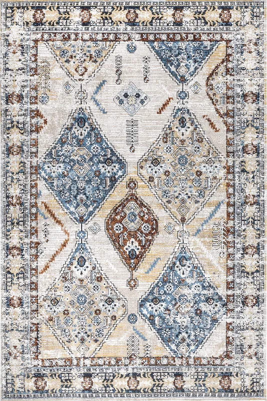 Evianna Washable Diamond Rug | Blue Multicolor