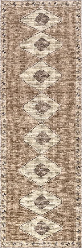 Fennel Diamond Washable Rug | Light Brown