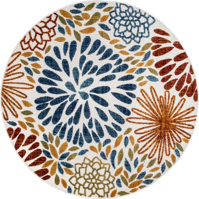 Floral Fireworks Indoor/Outdoor Rug | Blue