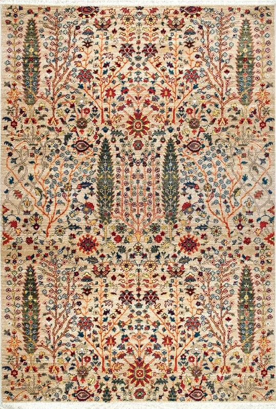 Floral Fringed Rug | Olive