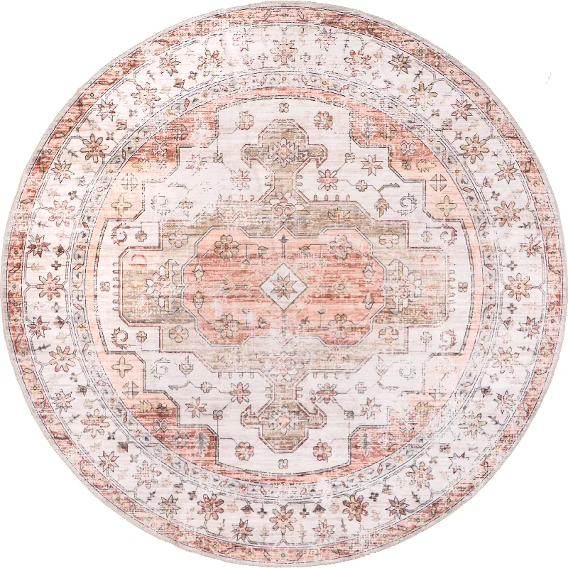 Francis Cartouche Medallion Washable Rug | Beige