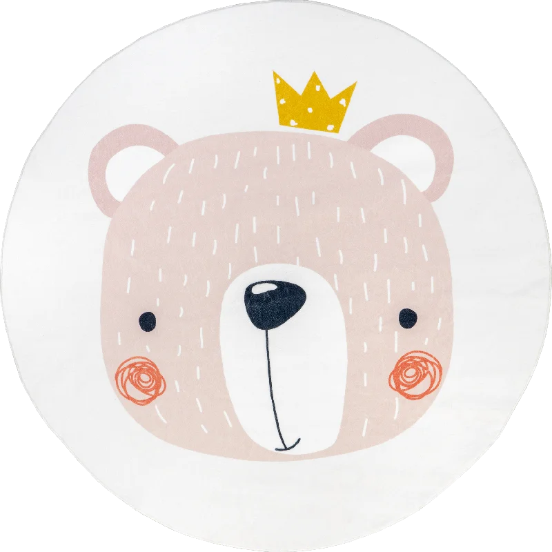 Gracelynn Princess Bear Kids Washable Rug | Pale Pink