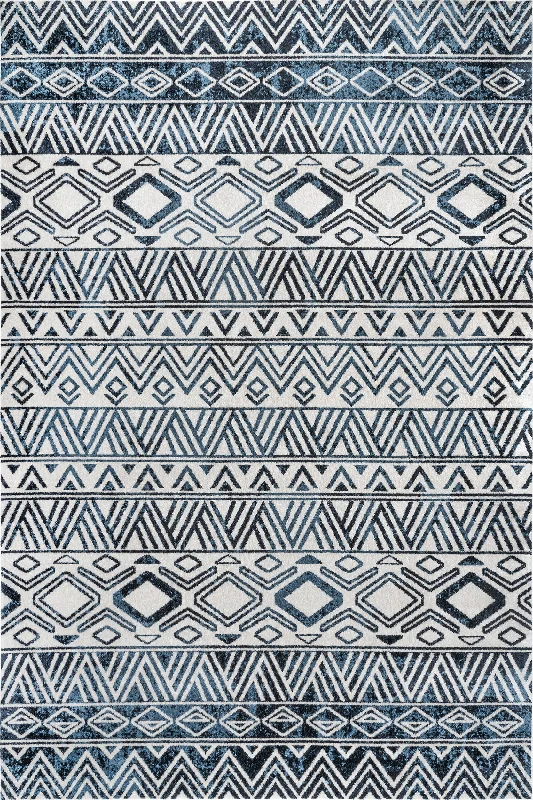 Halsey Banded Washable Rug | Blue