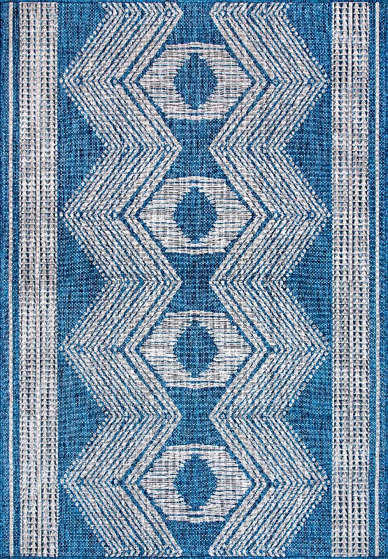 Iris Totem Indoor/Outdoor Flatweave Rug | Blue