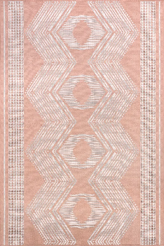 Iris Totem Indoor/Outdoor Flatweave Rug | Blush Pink