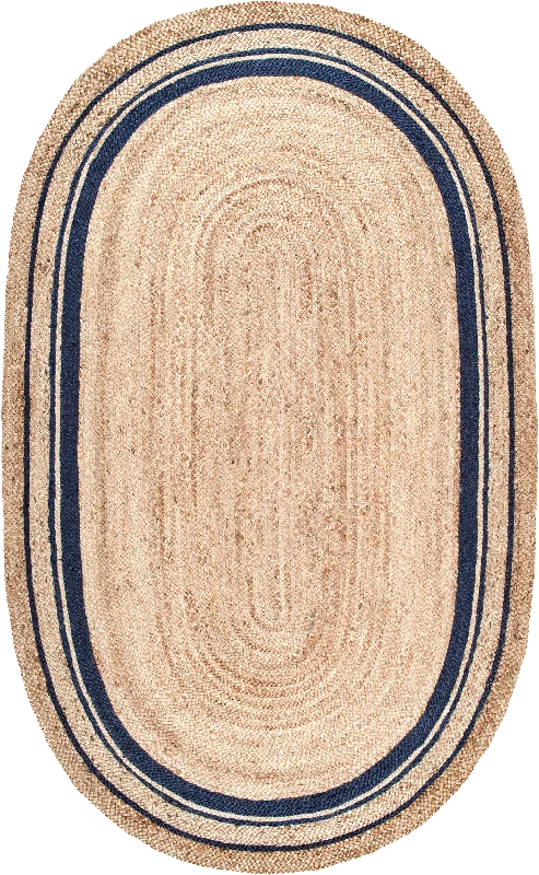 Jute Braided Saturn Border Rug | Navy