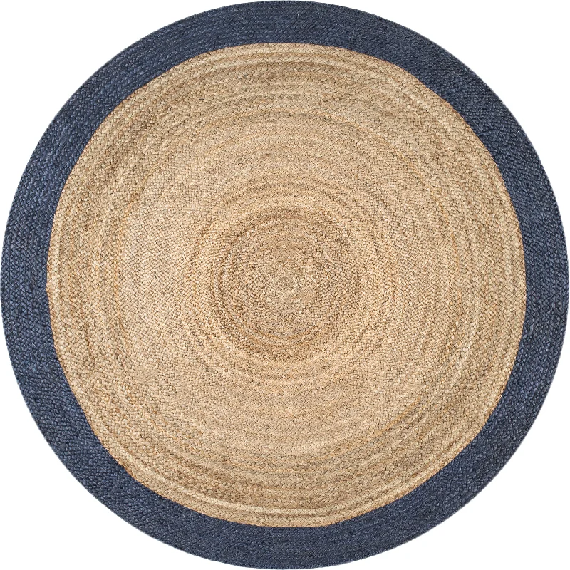 Jute Simple Border Rug | Dark Blue