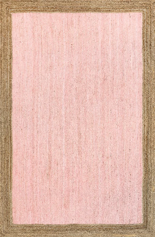 Jute Simple Border Rug | Pink