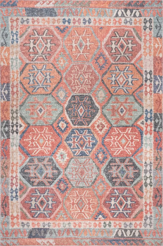 Kailyn Washable Abstract Rug | Rust