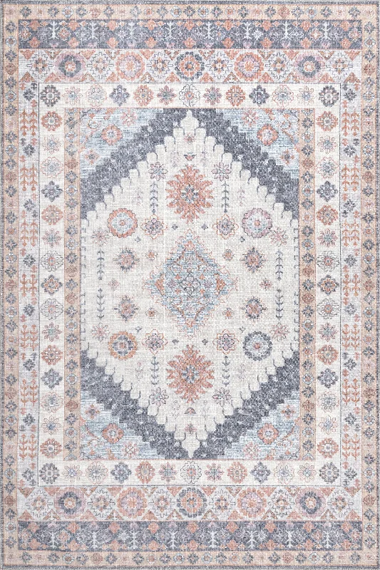 Lara Washable Medallion Rug | Ivory