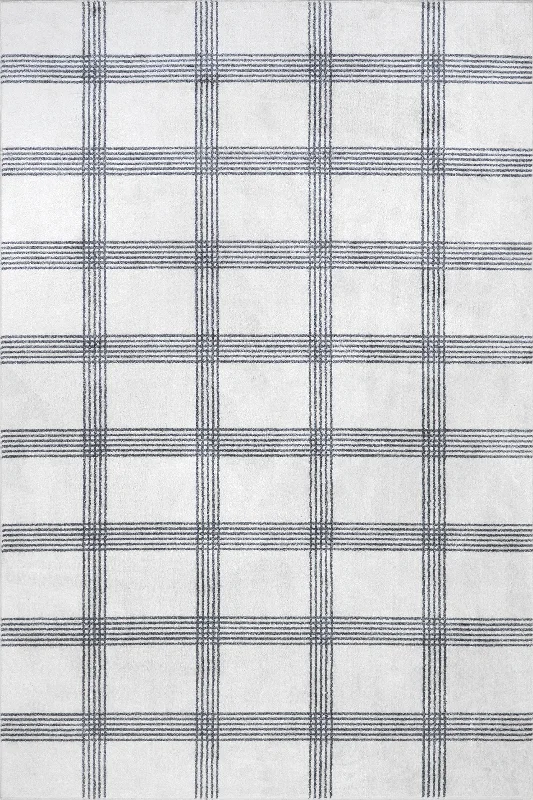 Meryl Washable Plaid Rug | Light Grey