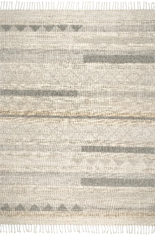 Modern Striped Wool Rug | Beige