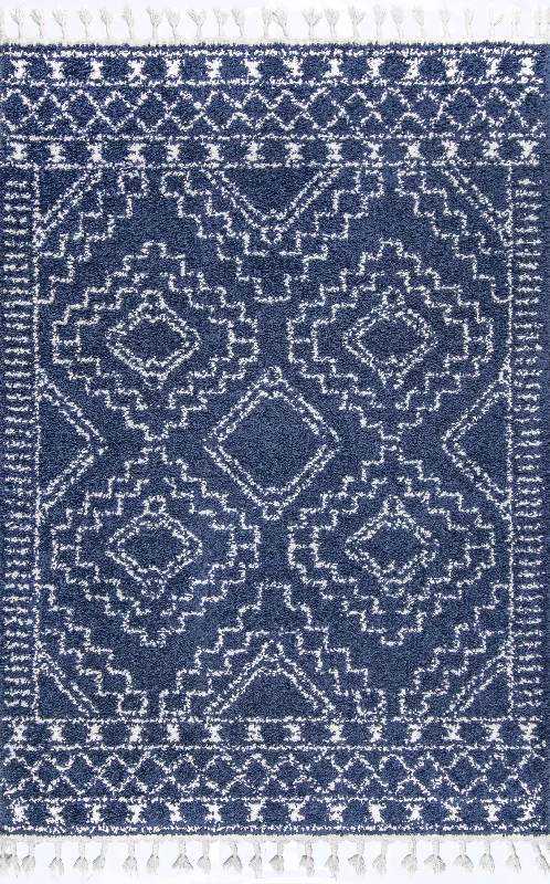 Moroccan Tasseled Rug | Blue