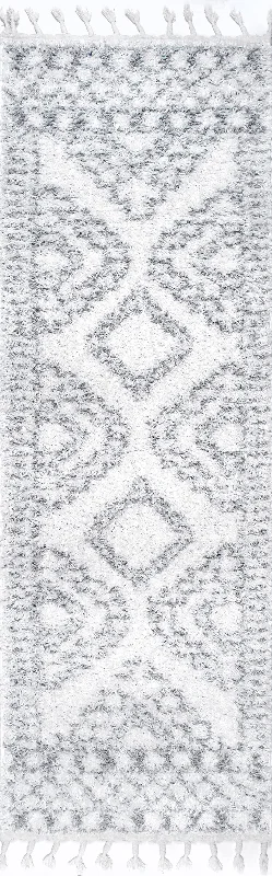 Moroccan Tasseled Rug | White