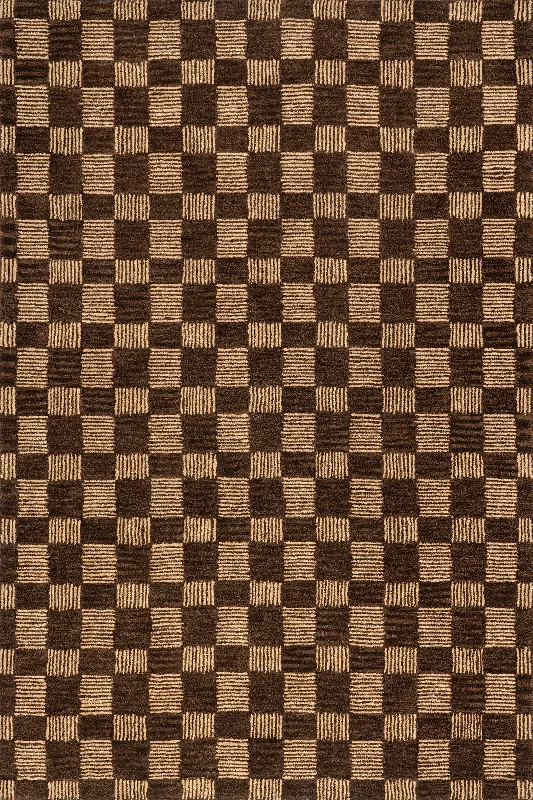 Quince Checked Wool Rug | Brown