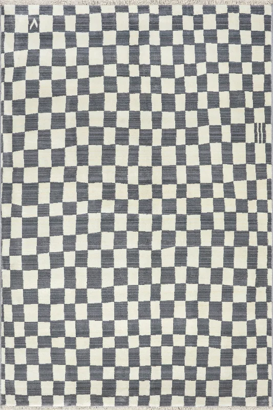 Rasali Checkered Box Rug | Grey