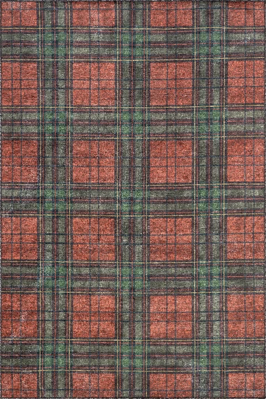 Rosalinda Tartan Plaid Washable Rug | Red