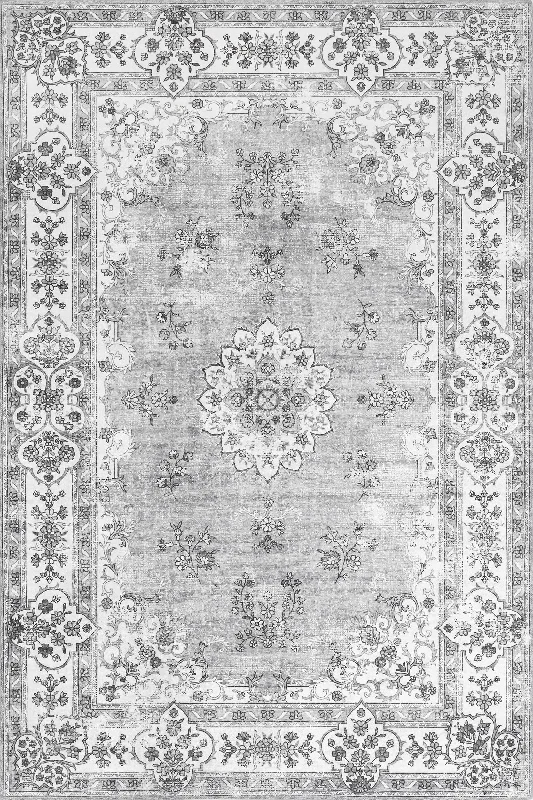 Rosette Medallion Washable Rug | Stone