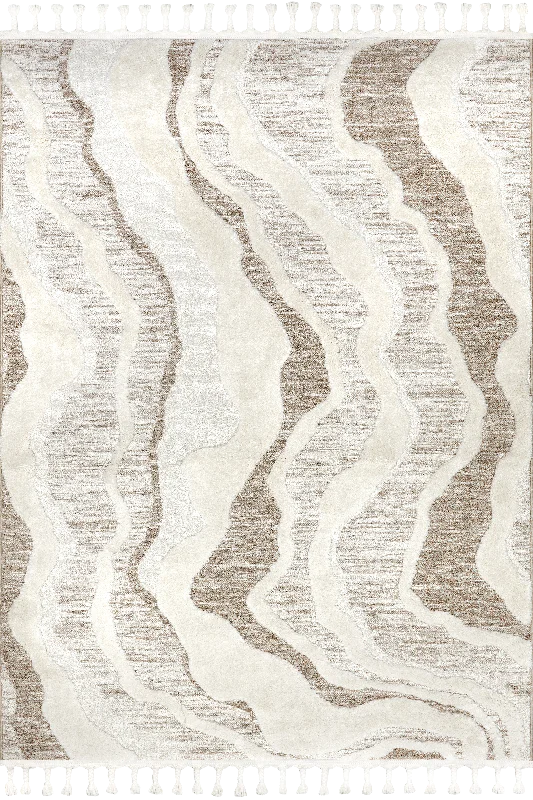 Rya Abstract Tasseled Rug | Ivory