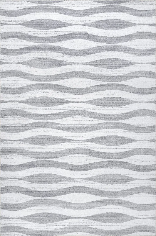 Sherri Washable Waves Rug | Light Grey