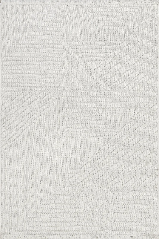 Sisile Zen Garden Tasseled Rug | Off White