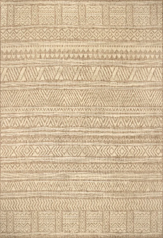 Striped Banded Indoor/Outdoor Rug | Brown