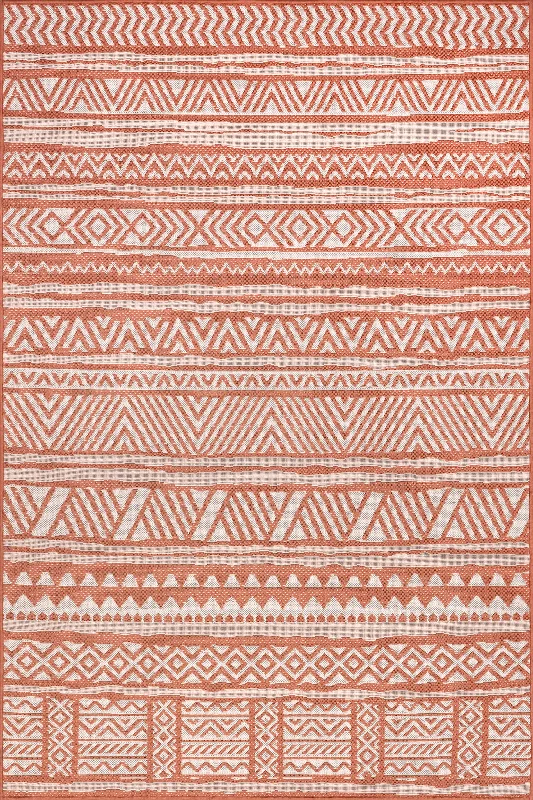 Striped Banded Indoor/Outdoor Rug | Coral