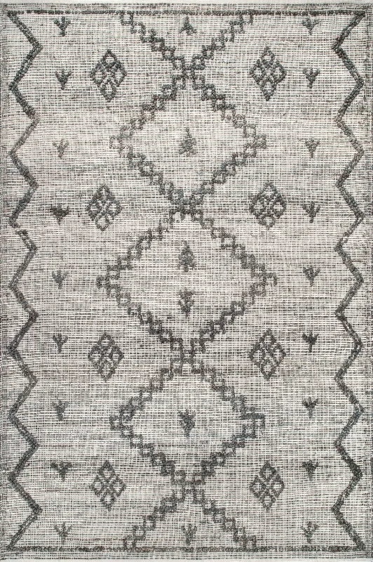 Textured Moroccan Jute Rug | Light Grey